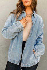 Myosotis Stretch-Edge Zip Denim Pocket Jacket