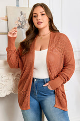 Redwood Burl Mixed Pattern Knitted Plus Size Cardigan