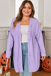 Orchid Petal Waffle Knit Plus Size Cardigan