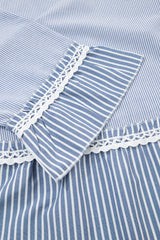 Sky Blue Striped Lace-Detail Plus Size Maxi Dress