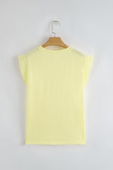 Patchwork Cap Sleeve Round Neck T Shirt