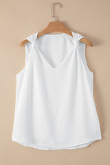 Knotted Shoulder V-Neck Sleeveless Blouse
