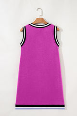 Contrast Trim V Neck Shift Sleeveless Mini Dress
