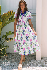 Floral Square Neck Ruffled Strap Maxi Dress