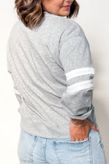 Striped Detail Crew Neck Plus Size Sweatshirt