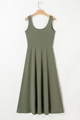 Sleeveless Scoop Neck Flared Split Maxi Dress