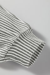Grey Ribbed Knit Lantern Long Sleeve Top