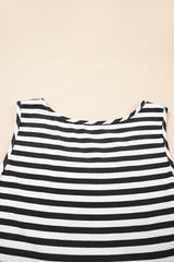 Stripe U Neck Sleeveless Loose Fit Mini Dress