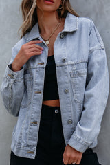 Oversize Pocketed Denim Jacket