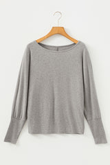 Solid Colour Lantern Long Sleeve Top Extended Cuffs