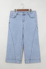 Beau Blue Paneling Wide Leg Plus Size Jeans