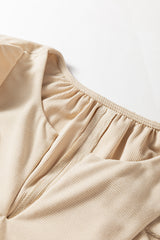 Parchment Notched-Neck Scallop Detail Mini Plus Size Dress