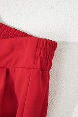 Pleated Pull On High Elastic Waist Loose Straight Pants