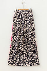 Contrast Detail Tie Waist Leopard Pants