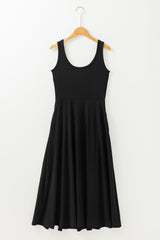 Sleeveless Scoop Neck Flared Split Maxi Dress