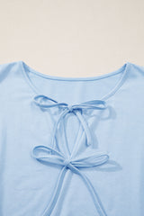 Solid Colour Bow-Tie Peplum Sleeveless Plus Size Top