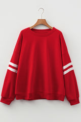 Striped Detail Crew Neck Plus Size Sweatshirt