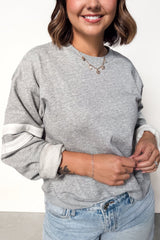 Striped Detail Crew Neck Plus Size Sweatshirt