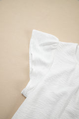 Pleated Texture Short Sleeve Blouse
