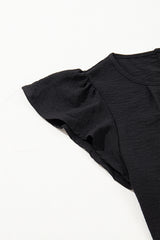 Pleated Texture Short Sleeve Blouse