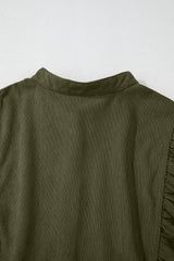 Corduroy Snap Buttons Empire Waist Bracelet Sleeve Mini Dress