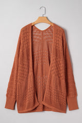 Redwood Burl Mixed Pattern Knitted Plus Size Cardigan