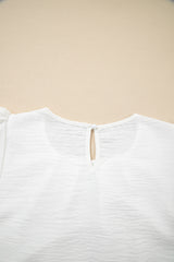 Pleated Texture Short Sleeve Blouse