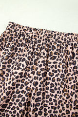 Beige Leopard Side Striped Wide Leg Pants