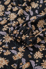 Floral Smocked V Neck Bubble Sleeve Babydoll Mini Dress