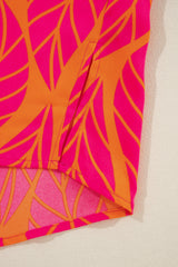 Rose Leafy Lantern Sleeve Plus Size Blouse