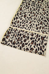 Khaki Exposed Seam Patched Pocket Leopard Wide Leg Plus Size Pants