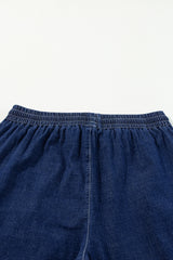 Real Teal Drawstring High Waist Wide Leg Plus Size Jeans