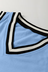 Contrast Trim V Neck Shift Sleeveless Mini Dress