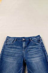 Dirty Blue Mid-Rise Waist Side Slits Flare Plus Size Jeans