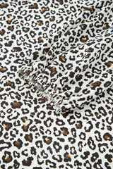 Khaki Leopard Print Puff Sleeve Plus Size Mini Dress