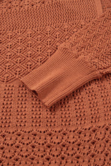 Redwood Burl Mixed Pattern Knitted Plus Size Cardigan