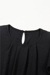 Pleated Texture Short Sleeve Blouse
