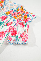 Pink Floral V-Neck Blouse