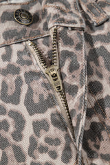 Leopard Frayed Hem Wide-Leg Jeans