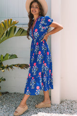 Floral Square Neck Ruffled Strap Maxi Dress