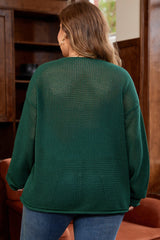 Blackish Green Plus Size Cardigan