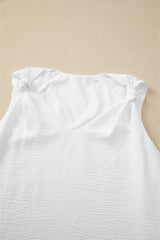 Knotted Shoulder V-Neck Sleeveless Blouse
