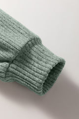 Ribbed Drop-Shoulder Henley Knit Top