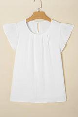Pleated Texture Short Sleeve Blouse