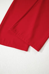 Pleated Pull On High Elastic Waist Loose Straight Pants