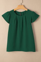 Pleated Texture Short Sleeve Blouse