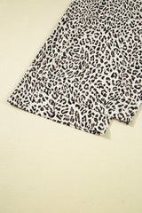 Brown Leopard Print Drawstring Elastic Pants