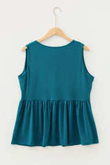 Solid Colour Bow-Tie Peplum Sleeveless Plus Size Top