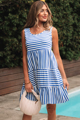 Stripe U Neck Sleeveless Loose Fit Mini Dress