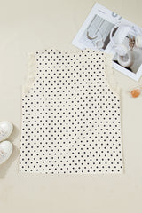 Apricot Polka Dot Lace-Trim V-Neck Sleeveless Plus Size Top